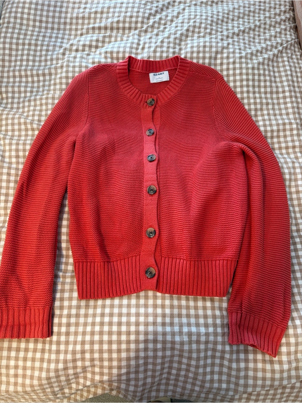Old Navy Coral Button-Front Knit Cardigan